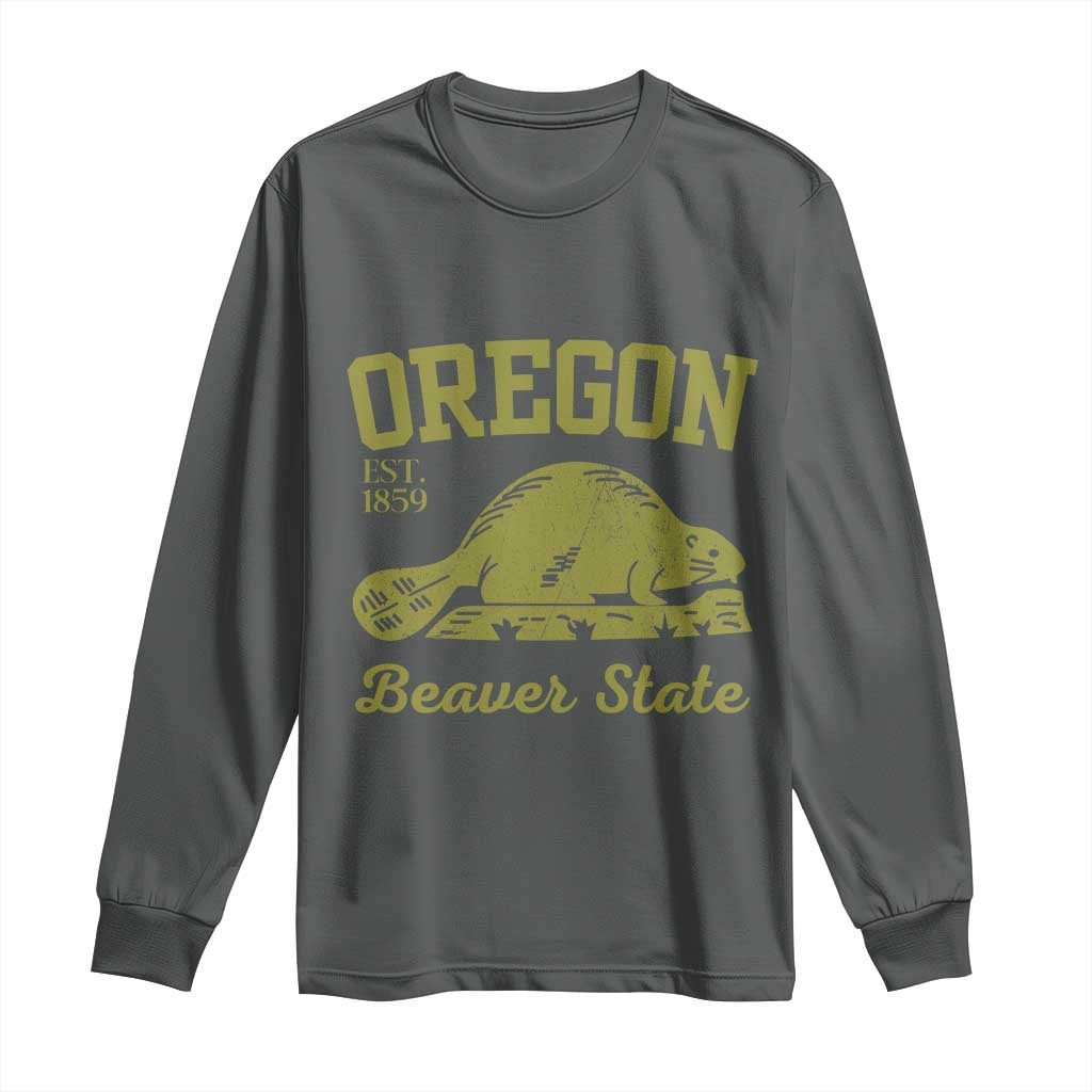 Beaver State Oregon Long Sleeve Shirt Est 1859 Vintage Flag