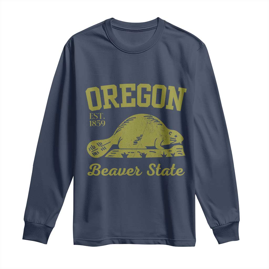 Beaver State Oregon Long Sleeve Shirt Est 1859 Vintage Flag