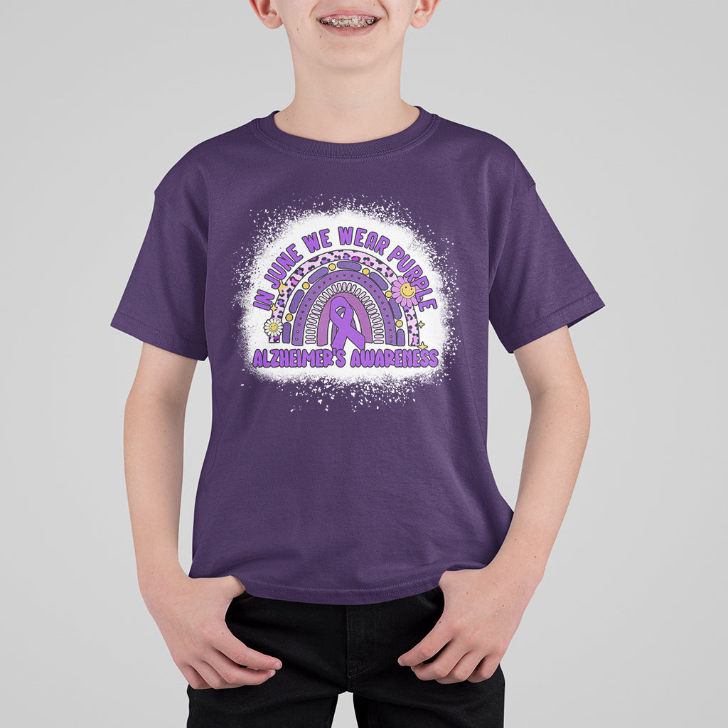 Alzheimer's Awareness T Shirt For Kid In June We Wear Purple Alzheimer's Awareness Purple Rainbow - Wonder Print Shop