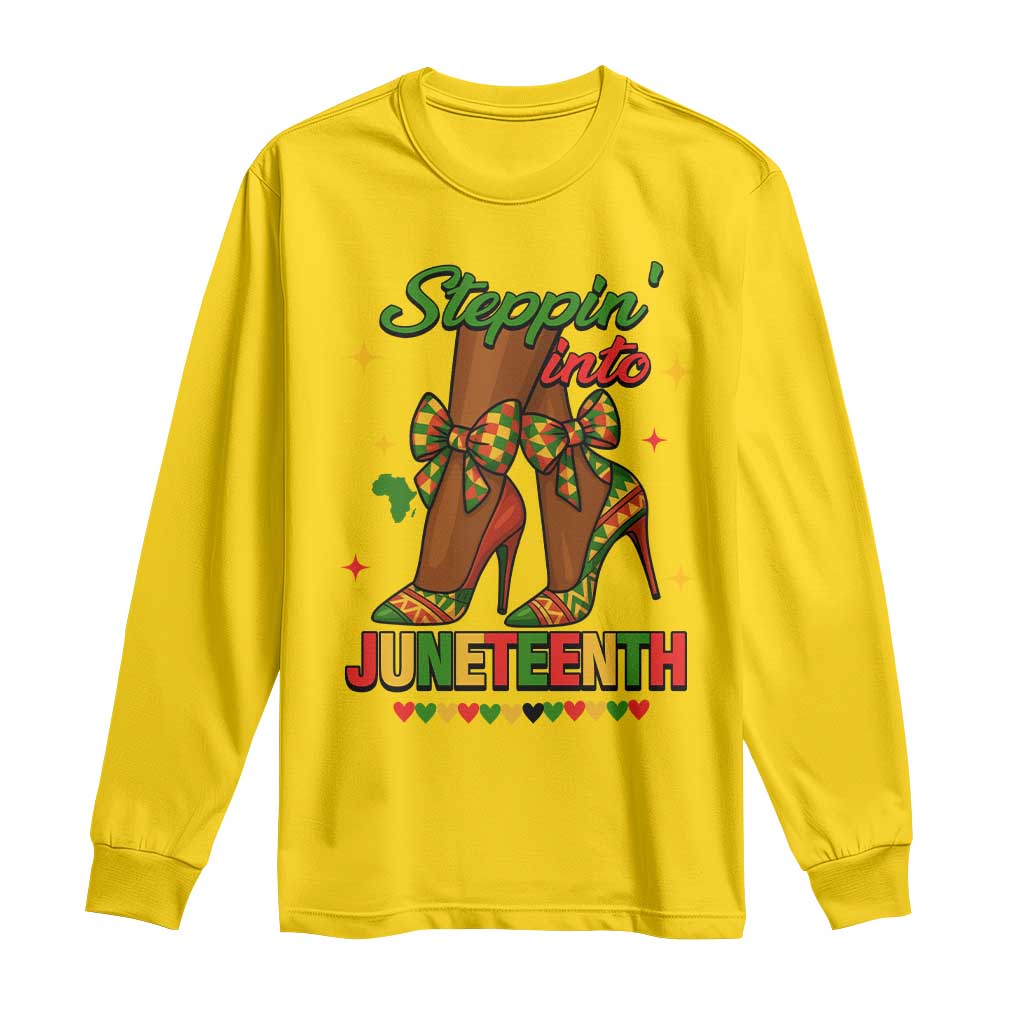 Stepping Into Juneteenth Long Sleeve Shirt Afro Diva High with African Pride - Wonder Print Shop