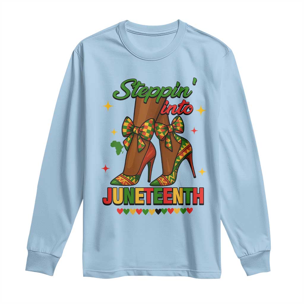 Stepping Into Juneteenth Long Sleeve Shirt Afro Diva High with African Pride - Wonder Print Shop