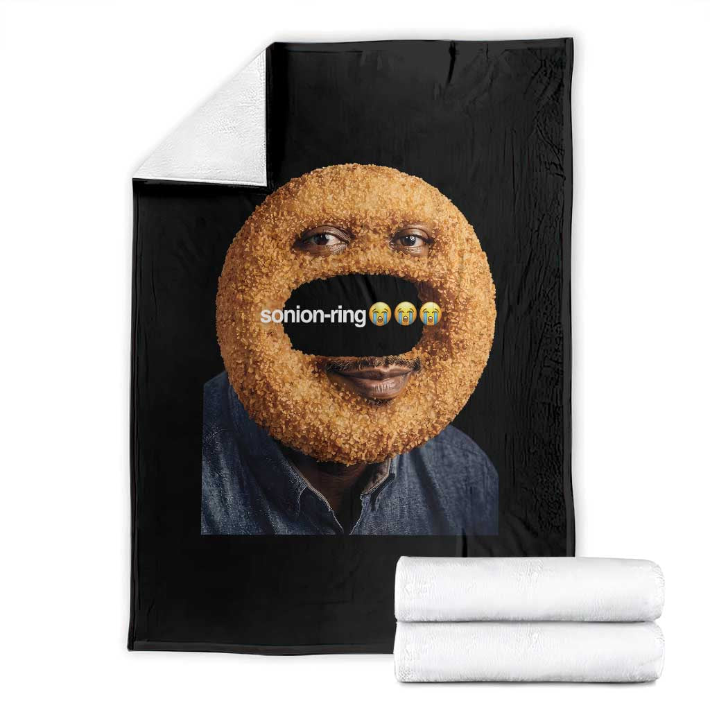 Funny Sonion Ring Cursed Meme Graphic Throw Blanket Surreal Deep Fried Onion Ring Joke
