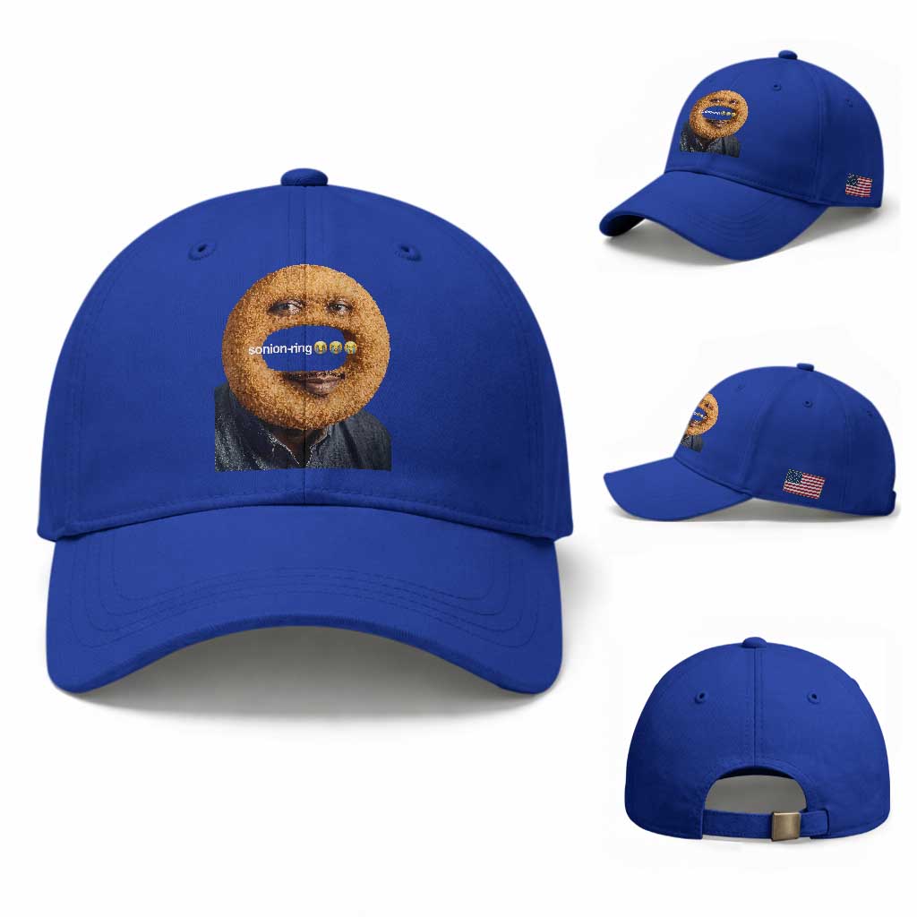 Funny Sonion Ring Cursed Meme Graphic Baseball Cap Surreal Deep Fried Onion Ring Joke