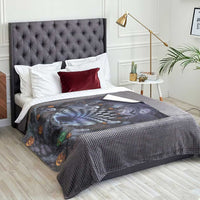 Horror Graveyard Ghosts Checkerboard Vortex 3D Halloween Optical Illusion Throw Blanket