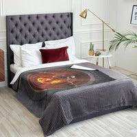 Screaming Skeleton from Fiery Pit 3D Halloween Optical Illusion Throw Blanket Spooky Gothic Horror Graphic