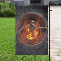 Screaming Skeleton from Fiery Pit 3D Halloween Optical Illusion Garden Flag Spooky Gothic Horror Graphic