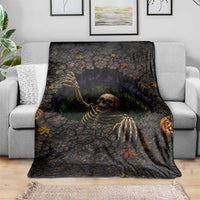Skeleton Crawling Out Ground Pit 3D Halloween Optical Illusion Throw Blanket Spooky Gothic Horror Graphic