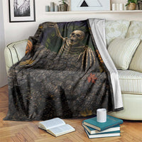 Skeleton Crawling Out Ground Pit 3D Halloween Optical Illusion Throw Blanket Spooky Gothic Horror Graphic