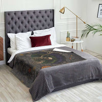 Skeleton Crawling Out Ground Pit 3D Halloween Optical Illusion Throw Blanket Spooky Gothic Horror Graphic