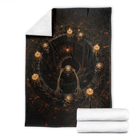 Spooky Halloween Skeleton Dungeon Pit 3D Optical Illusion Throw Blanket Candles Gothic Horror Graphic