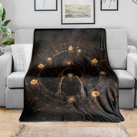 Spooky Halloween Skeleton Dungeon Pit 3D Optical Illusion Throw Blanket Candles Gothic Horror Graphic