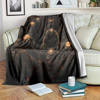 Spooky Halloween Skeleton Dungeon Pit 3D Optical Illusion Throw Blanket Candles Gothic Horror Graphic