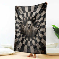 Spooky Screaming Ghost 3D Halloween Optical Illusion Throw Blanket Boo Sheet Checkerboard Vortex Graphic
