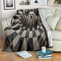 Spooky Screaming Ghost 3D Halloween Optical Illusion Throw Blanket Boo Sheet Checkerboard Vortex Graphic