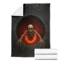 Spooky Fiery Skeleton Crawling Out 3D Optical Illusion Throw Blanket Pit Gothic Horror Halloween Graphic