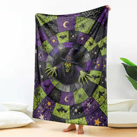 Wicked Witch Mosaic Vortex Pit 3D Halloween Optical Illusion Throw Blanket Dark Gothic Horror Graphic