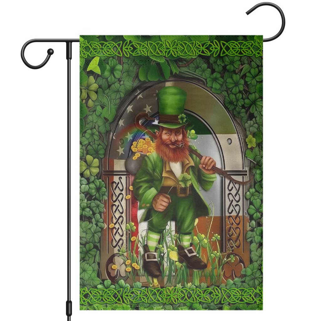 Happy St Patrick's Day Leprechaun Garden Flag American Irish Flag