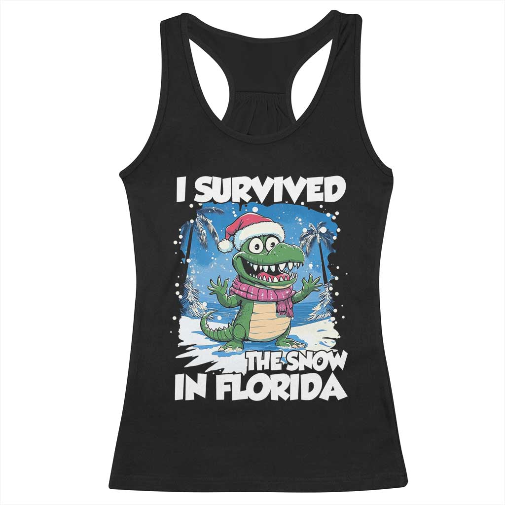 I Survived The Snow In Florida Racerback Tank Top Funny Crocodile