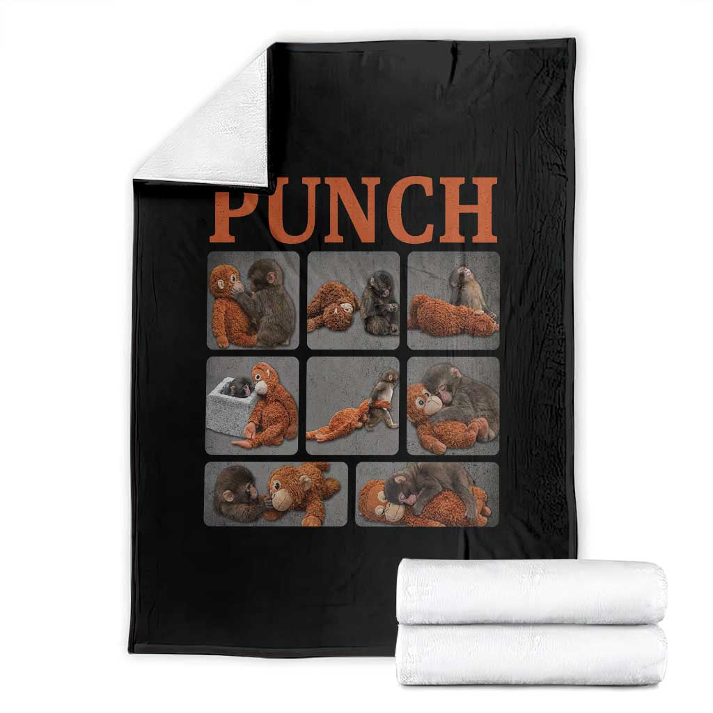 Cute Baby Monkey Punch with Plush Toy Graphic Throw Blanket