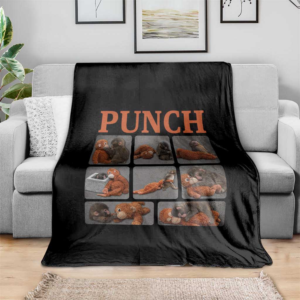 Cute Baby Monkey Punch with Plush Toy Graphic Throw Blanket