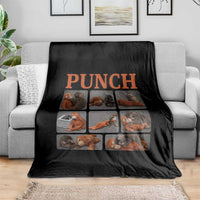 Cute Baby Monkey Punch with Plush Toy Graphic Throw Blanket