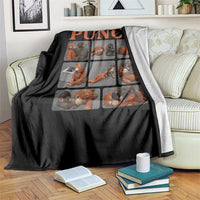 Cute Baby Monkey Punch with Plush Toy Graphic Throw Blanket