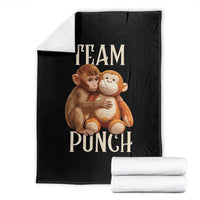 Team Punch Cute Baby Monkey Hugging Plush Toy Graphic Throw Blanket