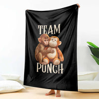 Team Punch Cute Baby Monkey Hugging Plush Toy Graphic Throw Blanket