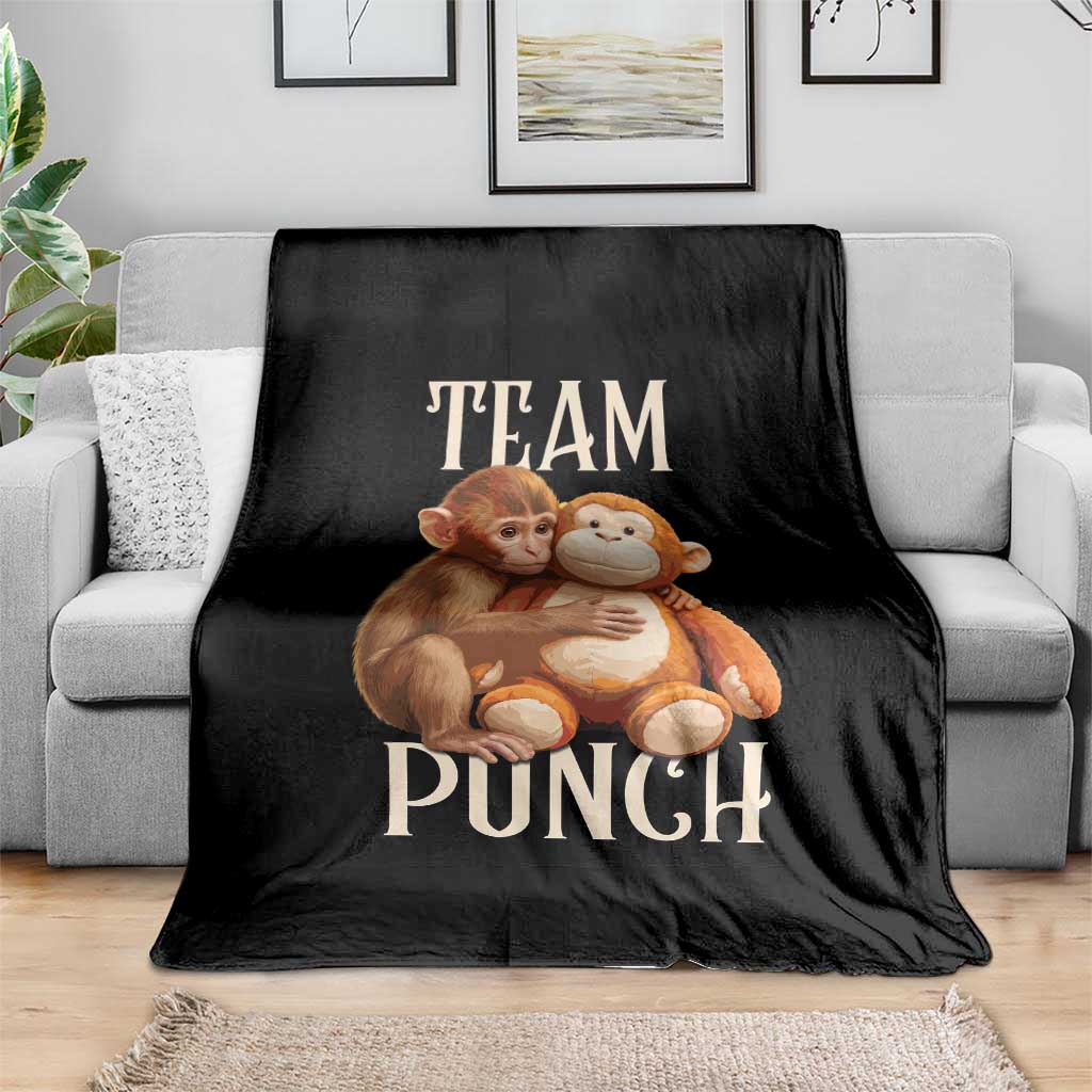 Team Punch Cute Baby Monkey Hugging Plush Toy Graphic Throw Blanket