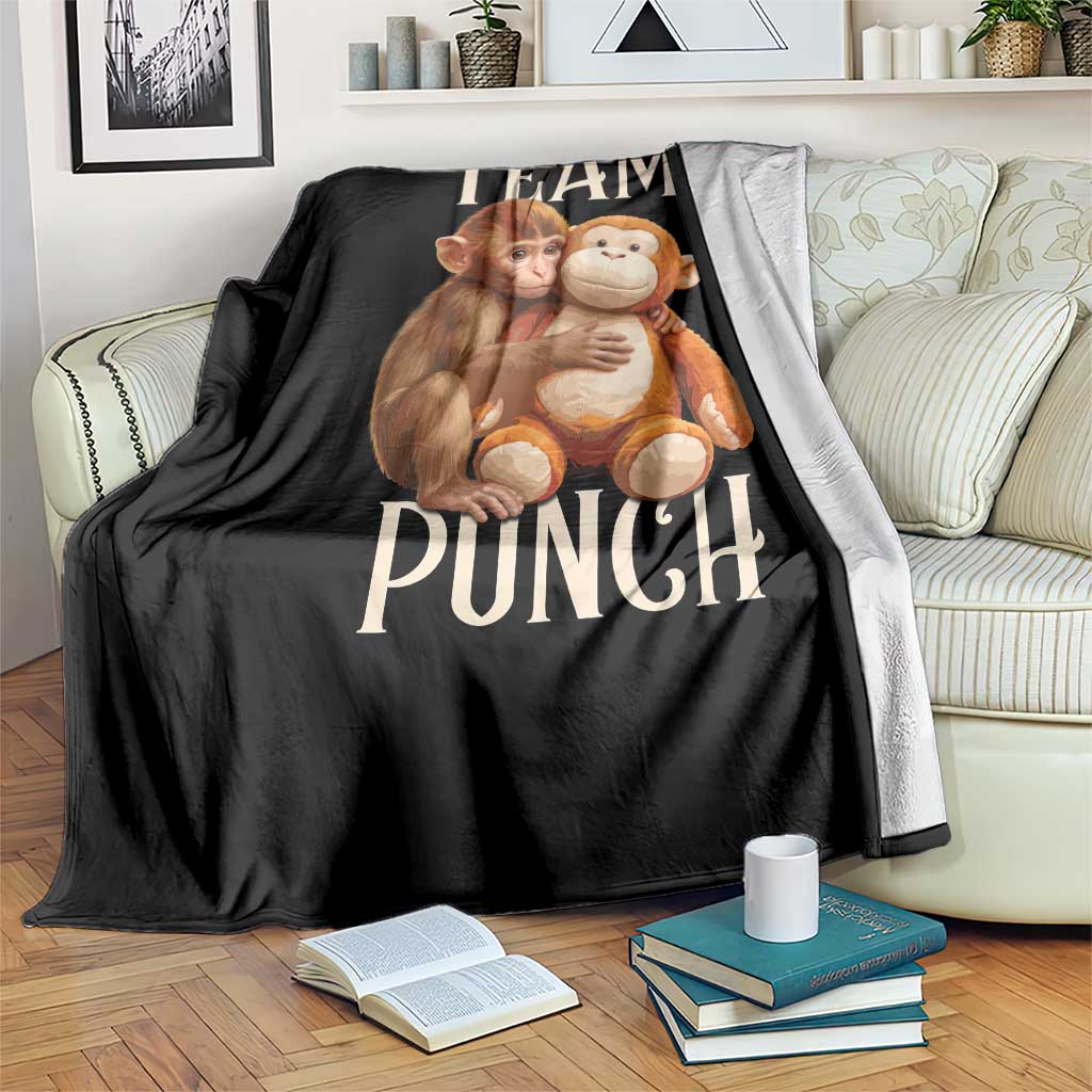 Team Punch Cute Baby Monkey Hugging Plush Toy Graphic Throw Blanket