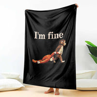I’m Fine Funny Monkey Meme Throw Blanket Viral Punch Baby Monkey Relatable Cute Gift