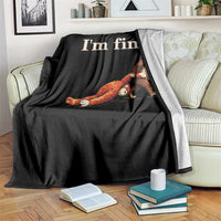 I’m Fine Funny Monkey Meme Throw Blanket Viral Punch Baby Monkey Relatable Cute Gift