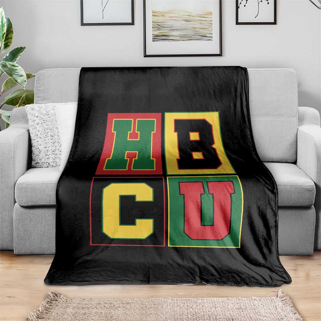 HBCU Block Letter Pride Graphic Throw Blanket College Support Statement Black Excellence