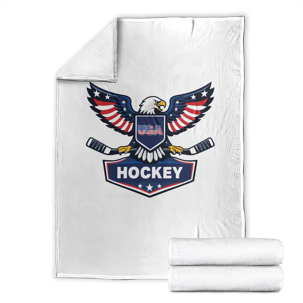Screaming American Eagle Hockey Pride Graphic Throw Blanket Proud USA Ice Sticks Sports Fan