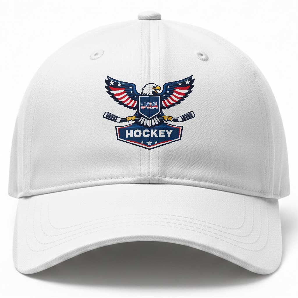 Screaming American Eagle Hockey Pride Graphic Baseball Cap Proud USA Ice Sticks Sports Fan