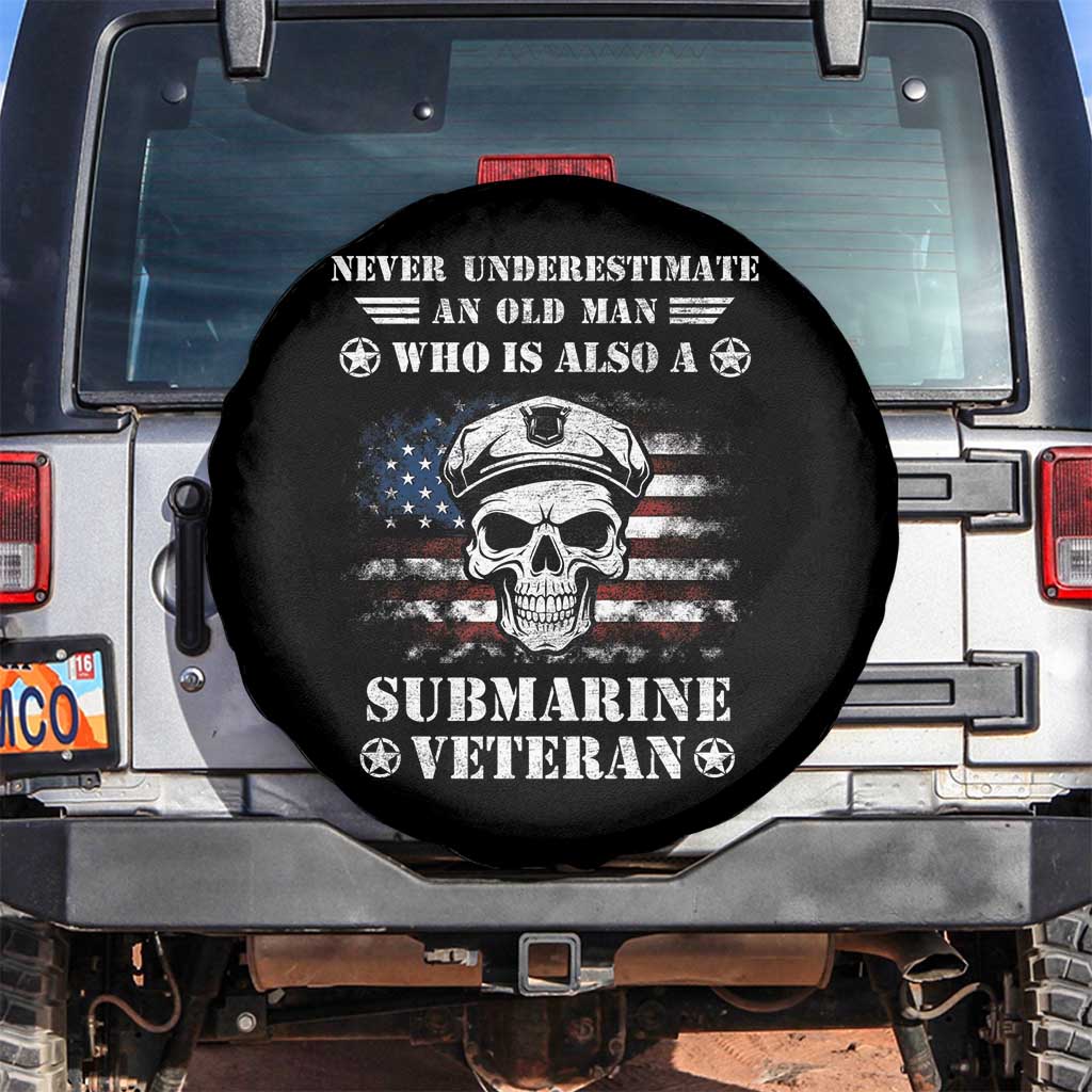 Navy Veteran Spare Tire Cover Submariner Skull American Flag