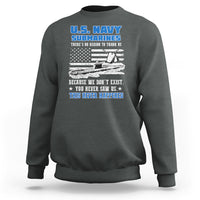 Dark heather crewneck sweatshirt with U.S. Navy Submarines front graphic