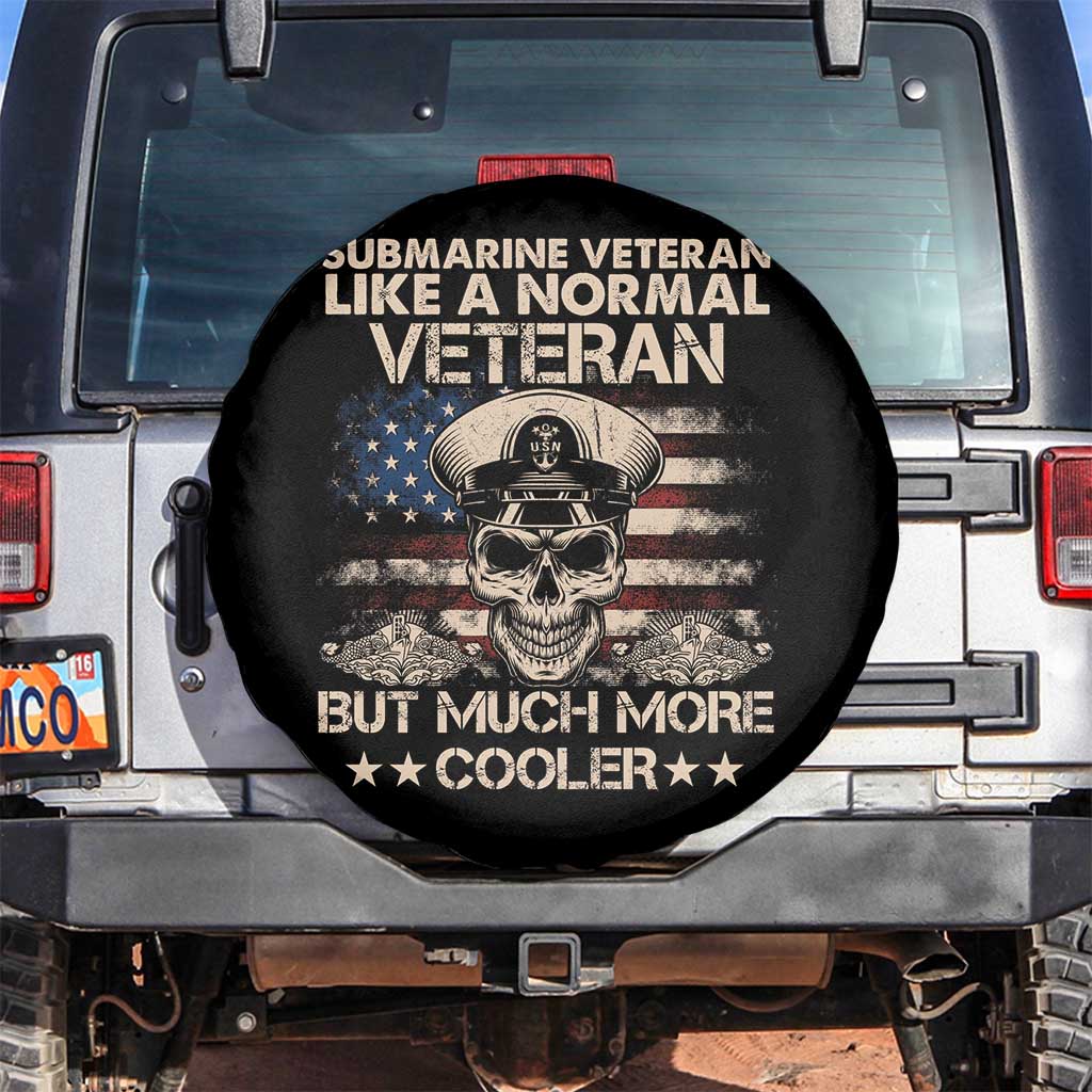 Navy Veteran Spare Tire Cover Like A Normal Veteran But Much More Cooler American Flag Submariner Skull