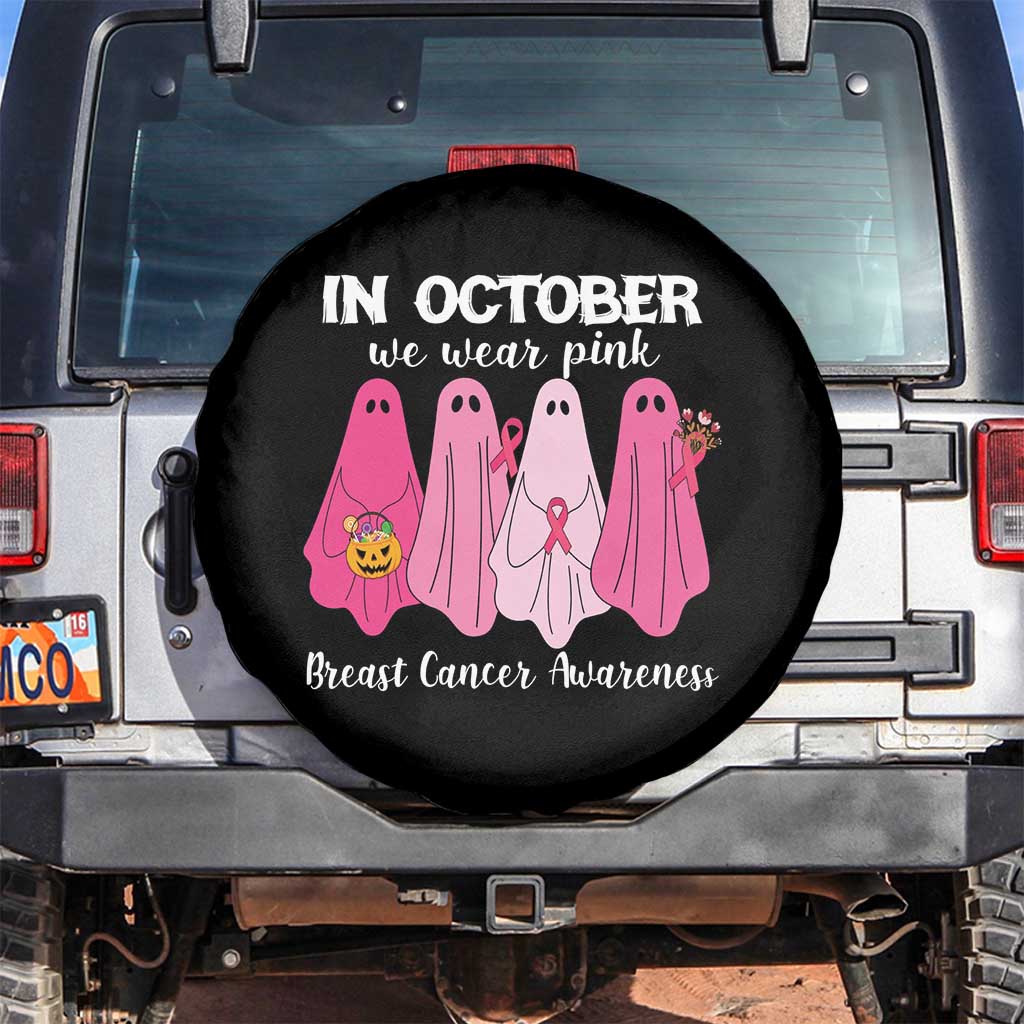 Breast Cancer Boo Sheet Spare Tire Cover In October We Wear Pink Ribbon Support Breast Cancer Warrior