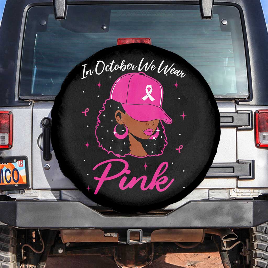 Breast Cancer Awareness Spare Tire Cover In October We Wear Pink Afro Girl