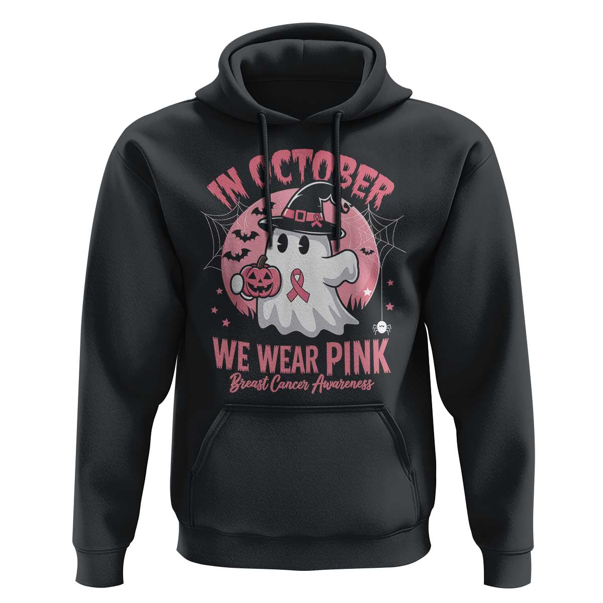 Halloween Breast Cancer Awareness Hoodie In October We Wear Pink Cute Boo Sheet - Wonder Print Shop