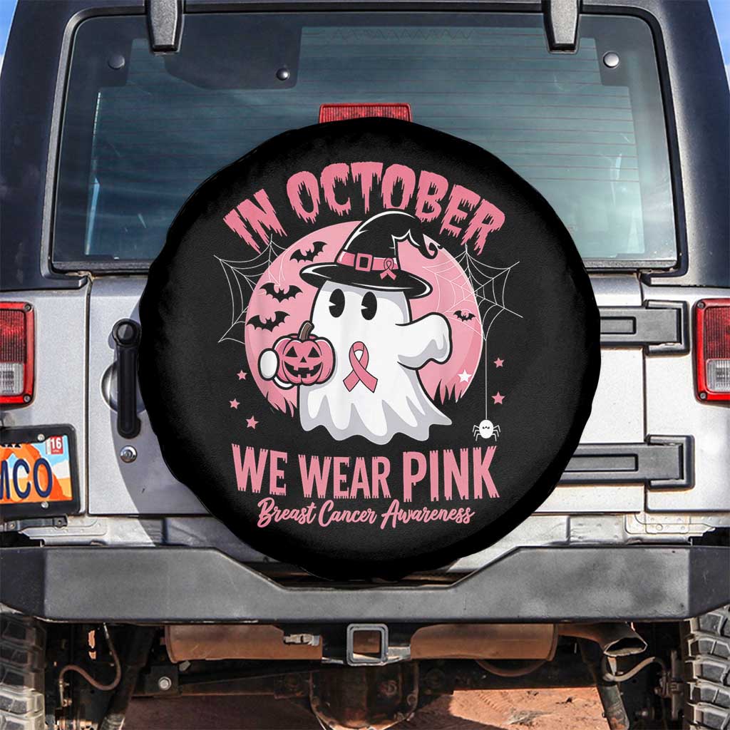 Halloween Breast Cancer Awareness Spare Tire Cover In October We Wear Pink Cute Boo Sheet