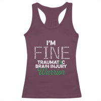 Maroon racerback tank top with 'Traumatic Brain Injury Warrior' graphic