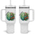 Traumatic Brain Injury Awareness Tumbler With Handle TBI Warrior Green Floral Brain
