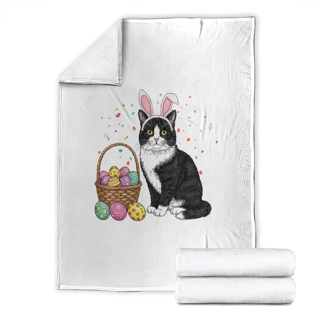 Easter Day Cat Bunny Ears Eggs Graphic Throw Blanket - Wonder Print Shop