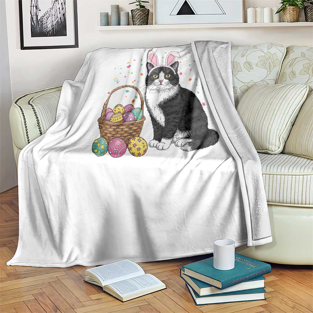 Easter Day Cat Bunny Ears Eggs Graphic Throw Blanket - Wonder Print Shop