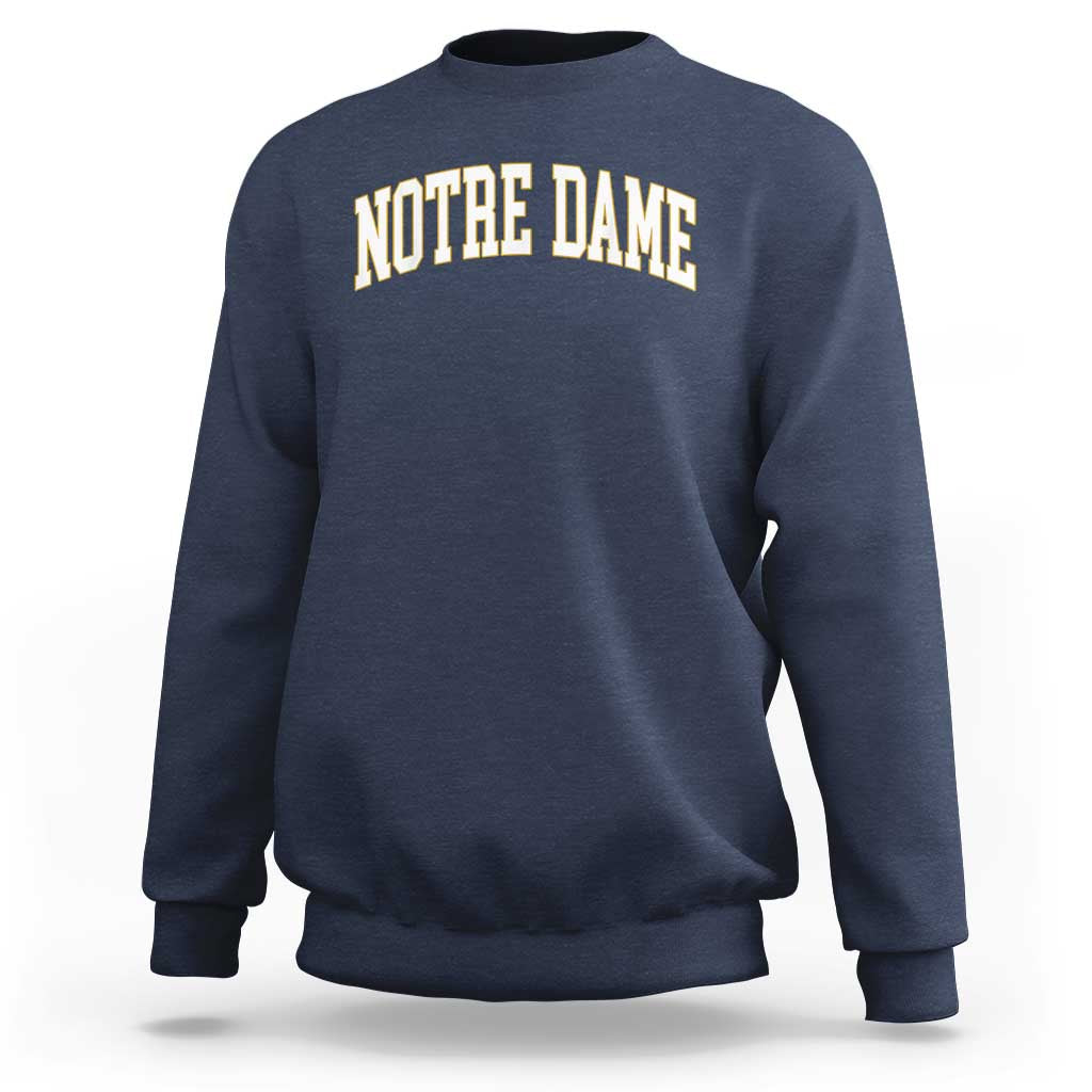 Classic Notre Dame Indiana Sweatshirt Retro Vintage Varsity Throwback Design - Wonder Print Shop