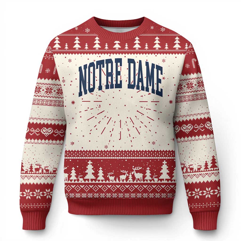 Classic Notre Dame Indiana Ugly Christmas Sweater Vintage Retro Throwback Design - Wonder Print Shop