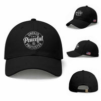 Unpaid Peaceful Protester Vintage Badge Baseball Cap Retro Script Typography Activist