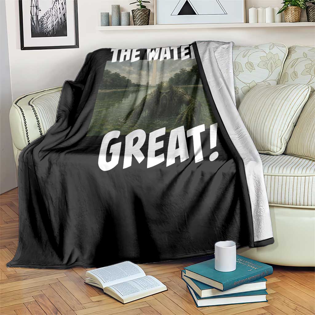 The Water is Great Swamp Monster Reflecting Pool Throw Blanket Funny Washington DC Algae Creature Meme